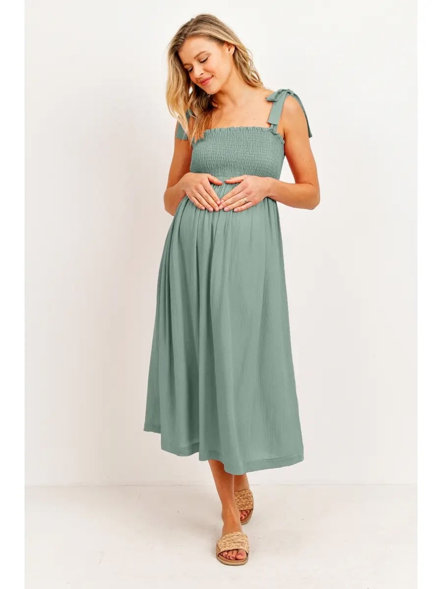 robe maternité smockée sauge allaitement hello miz Mlle et Coco
