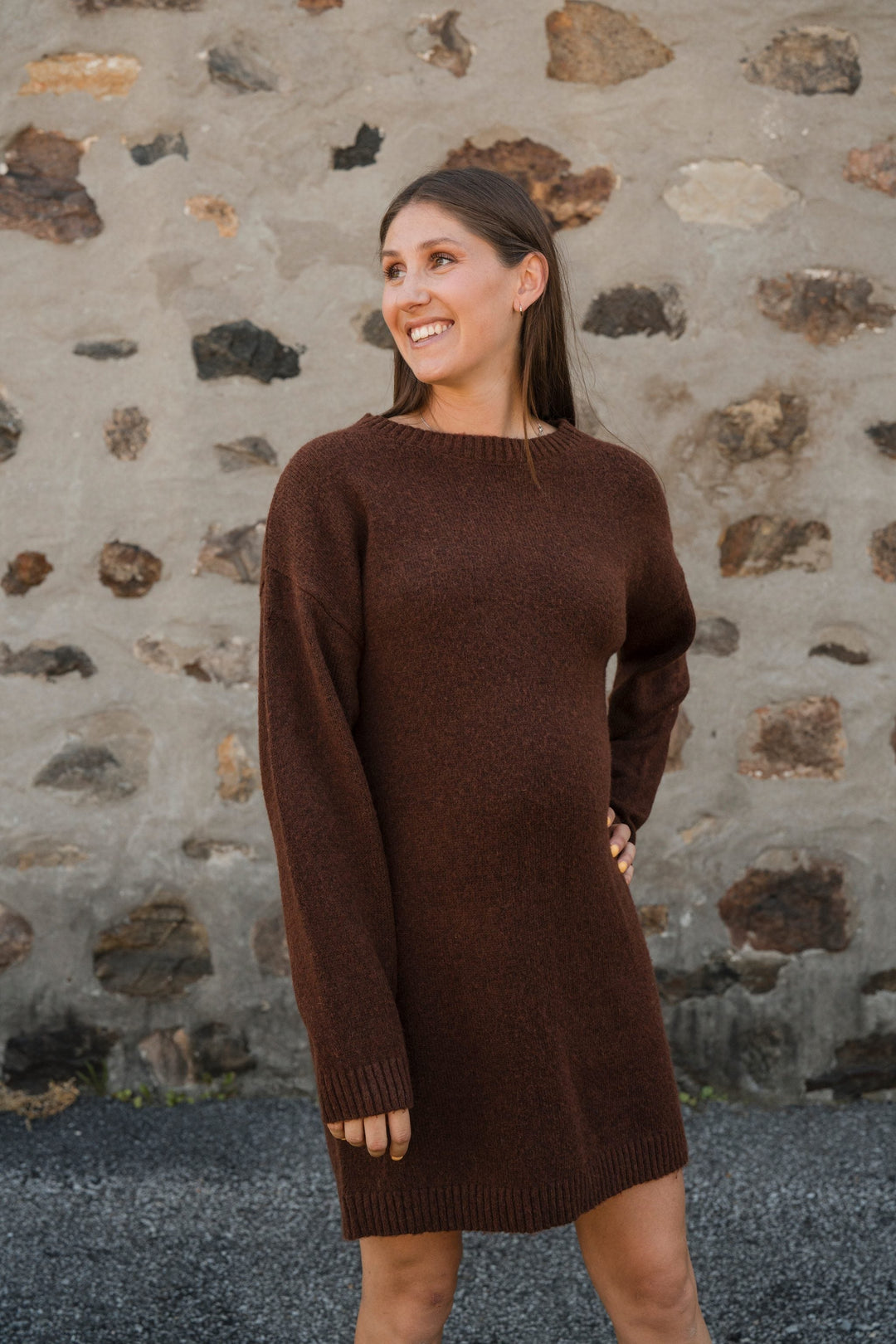 Robe maternité Mireille Marron Rose Maternité Mlle et Coco