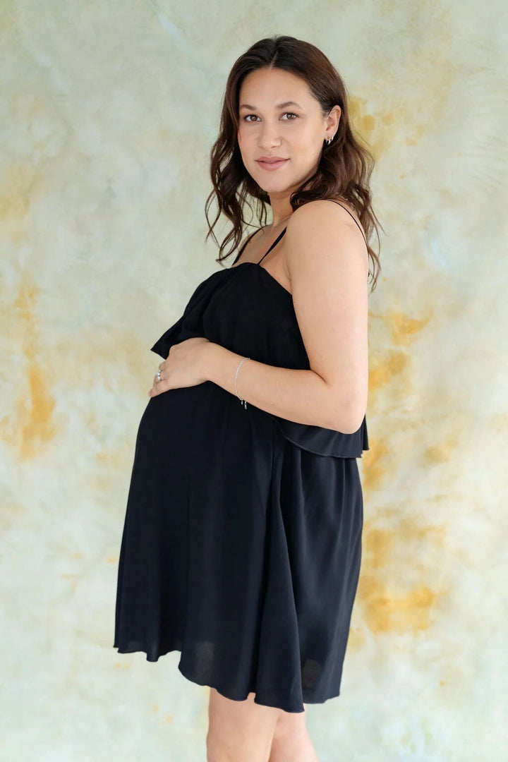 robe allaitement rose maternite Sissi noir à volant compagnie québécoise