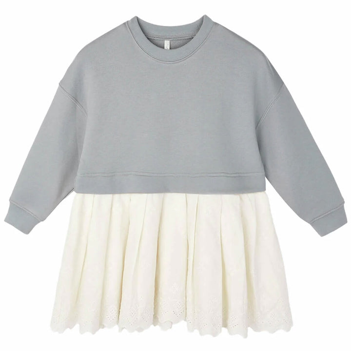 Robe pull Bleu acier et crème Rylee + Cru 
