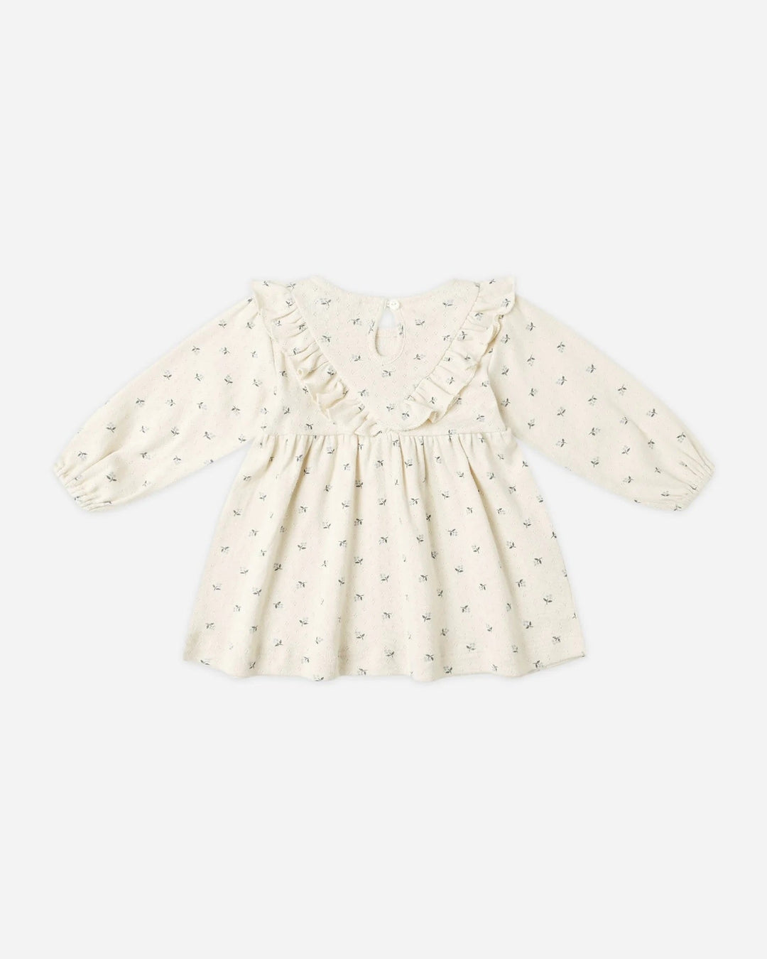 Robe à volants manches longues et culotte assortie Crème et fleurs bleues Quincy Mae Mlle et Coco