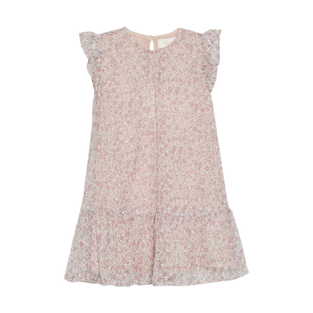 robe evasé fleuri rose creamie vêtement enfant Mlle et Coco