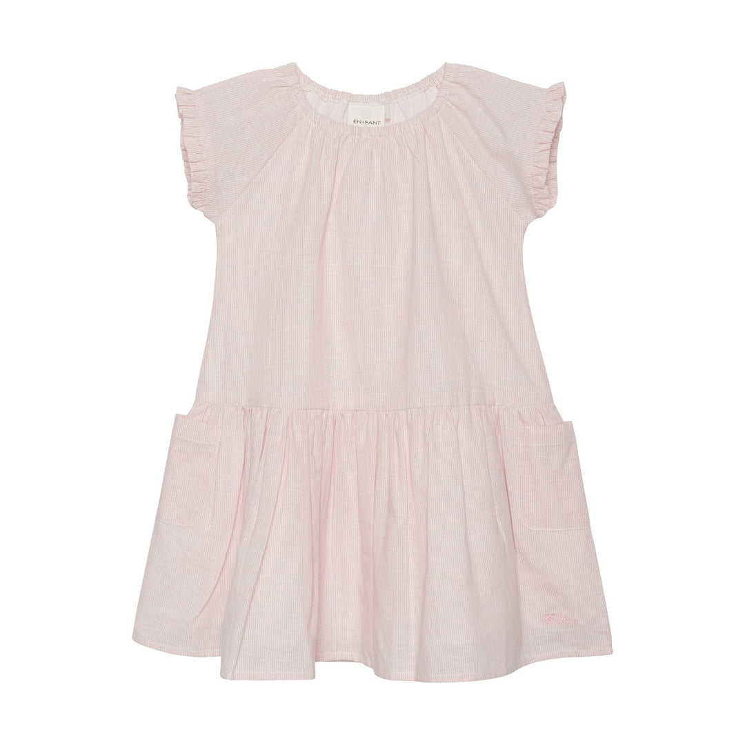 Robe rose et blanc en-fant coton Mlle et Coco