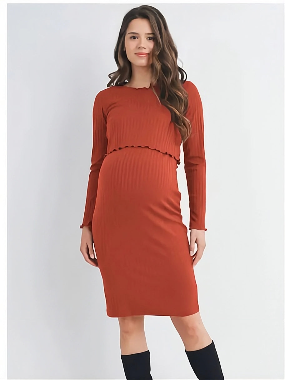 Robe maternité et allaitement Rouille Hello Miz Mlle Coco