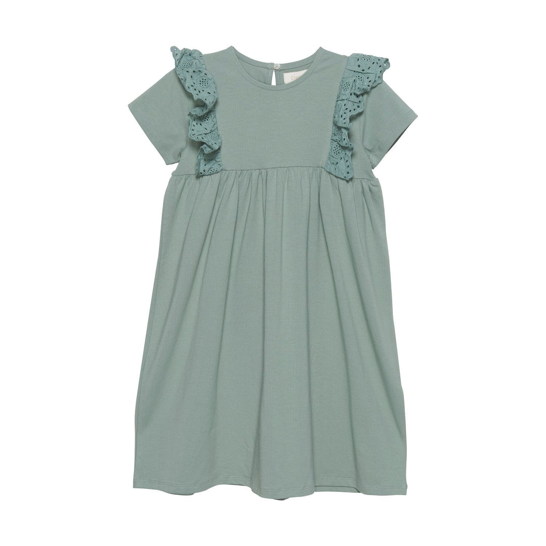 robe manches courtes sauge frisons taille empire creamie 