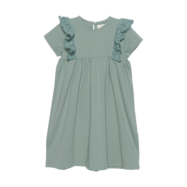 robe manches courtes sauge frisons taille empire creamie 