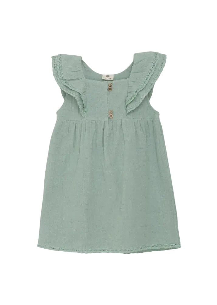 Robe à volant vert jade En Fant Mlle et Coco