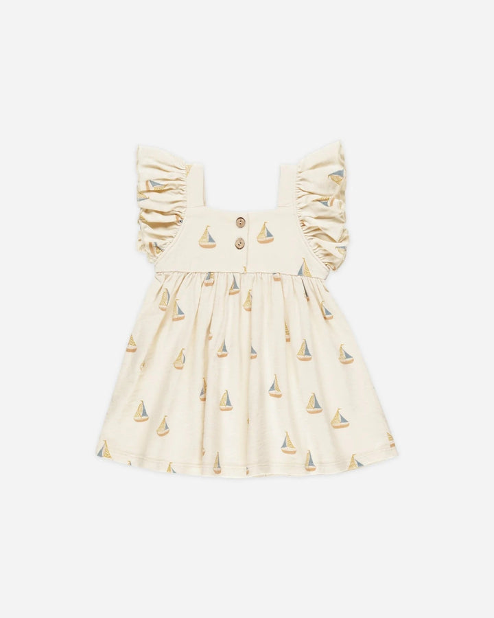 Robe à manches courtes ivoire motif voiliers Rylee + Cru Mlle et Coco