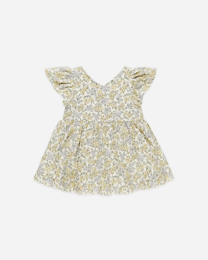 robe barboteuse floral bleu jaune Rylee Cru Mlle et Coco