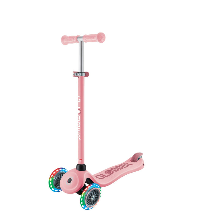 Trottinette évolutive 3-en-1 avec lumières rose pastel Globber Mlle et Coco