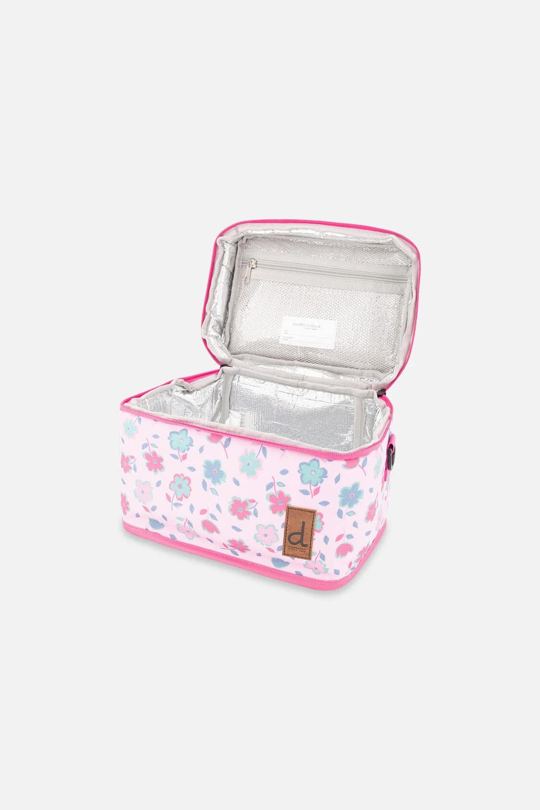 Boite à lunch rose imprimé fleurs Deux par Deux Mlle et Coco