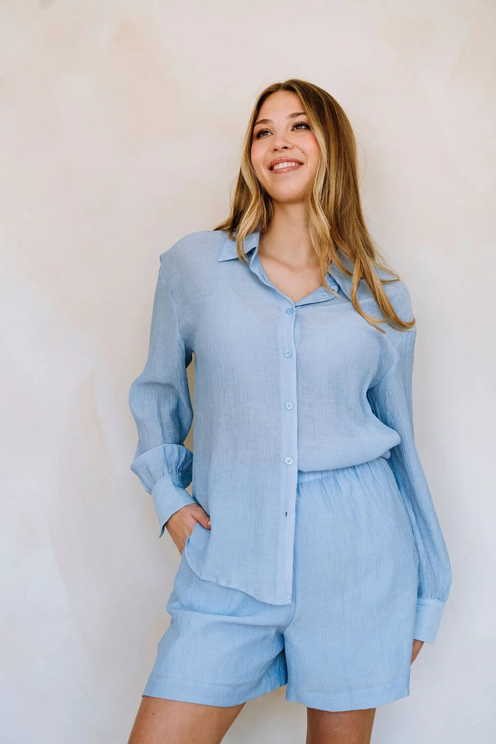 Short maternité marina bleu brise ocean Rose Maternité Mlle et Coco