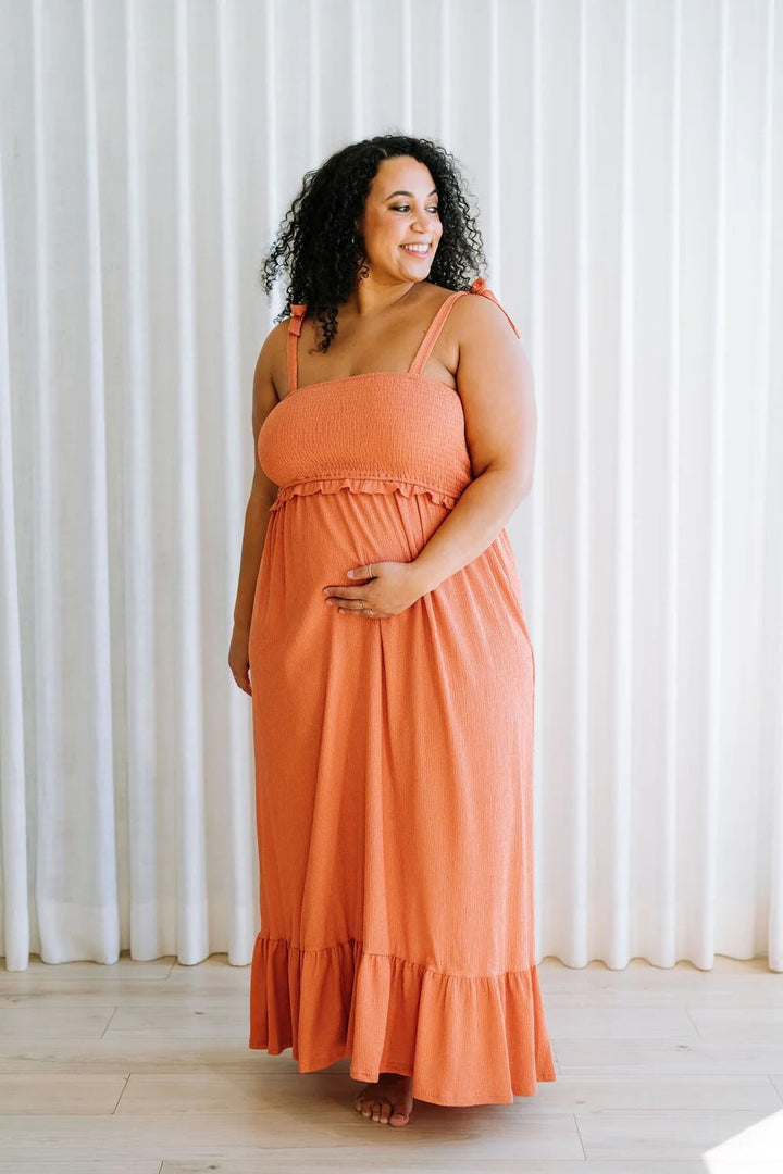 robe maternité allaitement Rose maternité corail brûlé Larissa