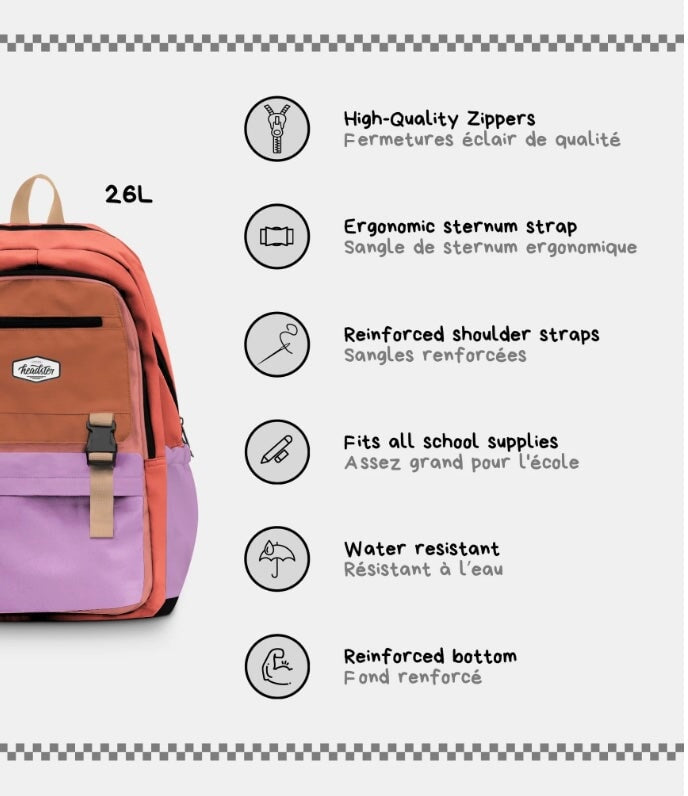 Sac à dos 26L rose retro smoothie Headster Kids Mlle et Coco