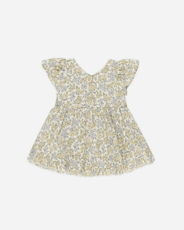 robe barboteuse floral bleu jaune Rylee Cru Mlle et Coco