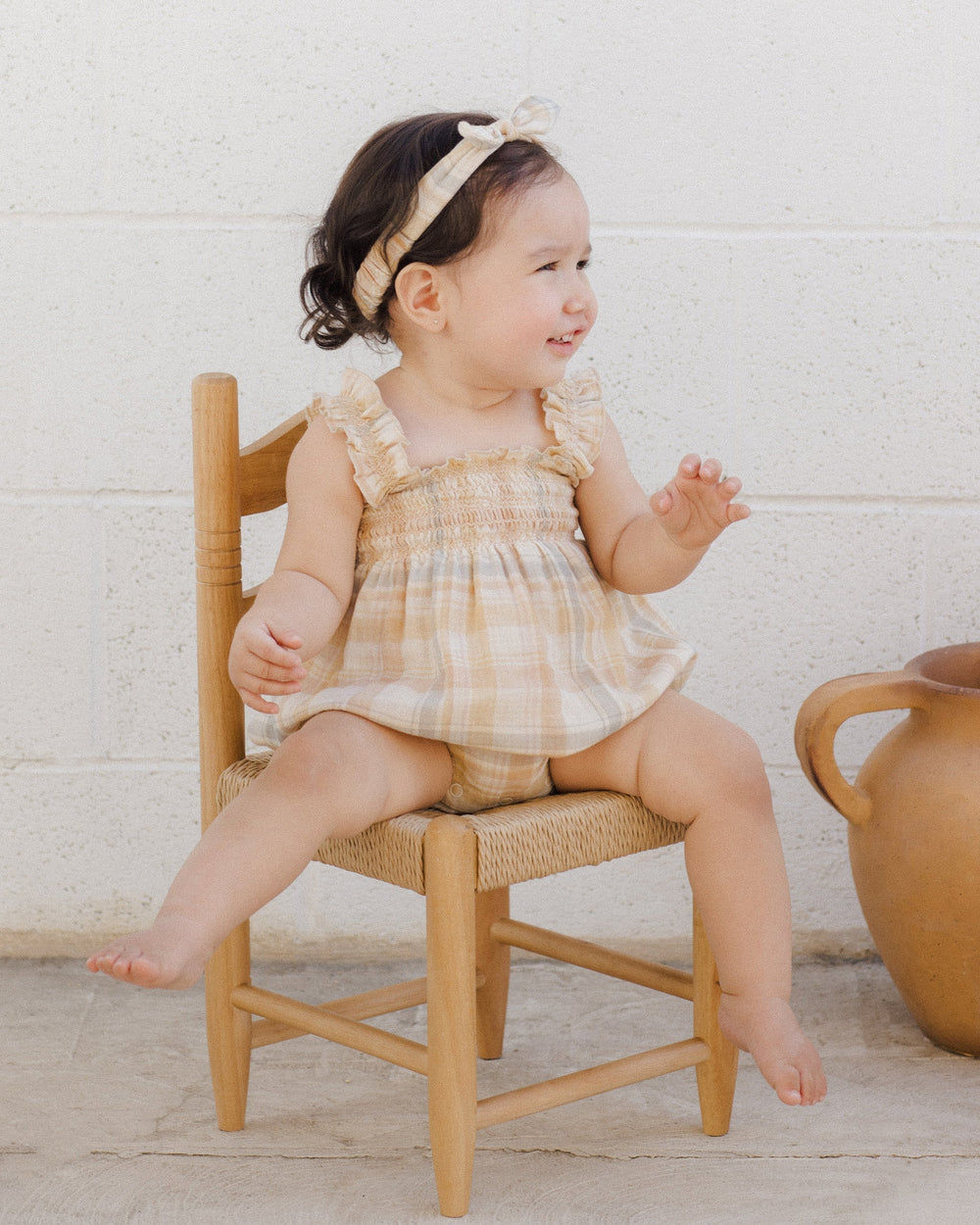 barboteuse carreaux pastel Rylee + Cru Mlle et Coco