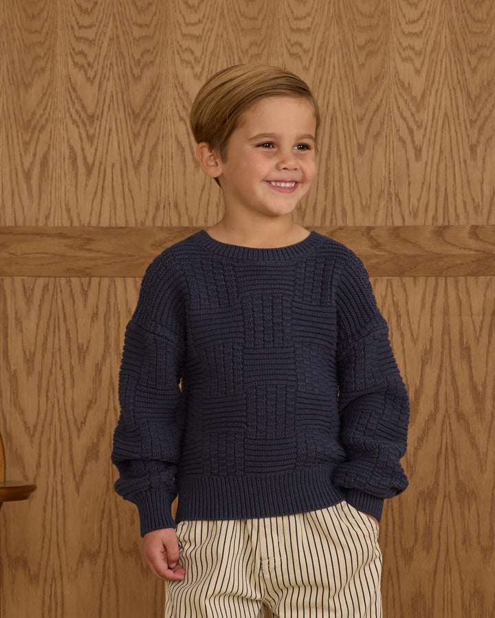 Pull tricot bleu marin Rylee + Cru Mlle et Coco