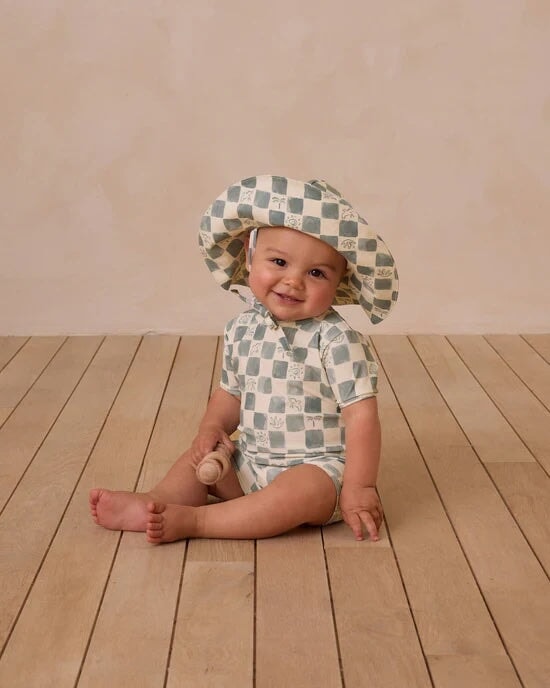 Maillot de bain Coastal Check ivoire motifs carreaux sauge Rylee + Cru Mlle et Coco
