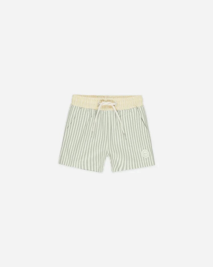 Short maillot de bain rayé vert Rylee + Cru Mlle et Coco