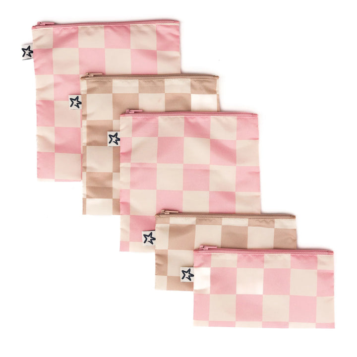 sac réutilisable tissu damier rose TINY TWINKLE