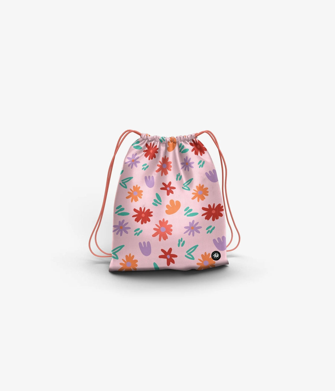 Sac à soulier à cordon rose poudre motif fleurs Headster Mlle et Coco