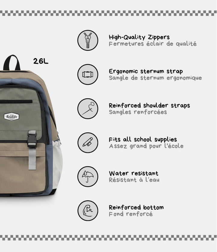 Sac à dos 26L beige pantalon cargo Headster Kids Mlle et Coco
