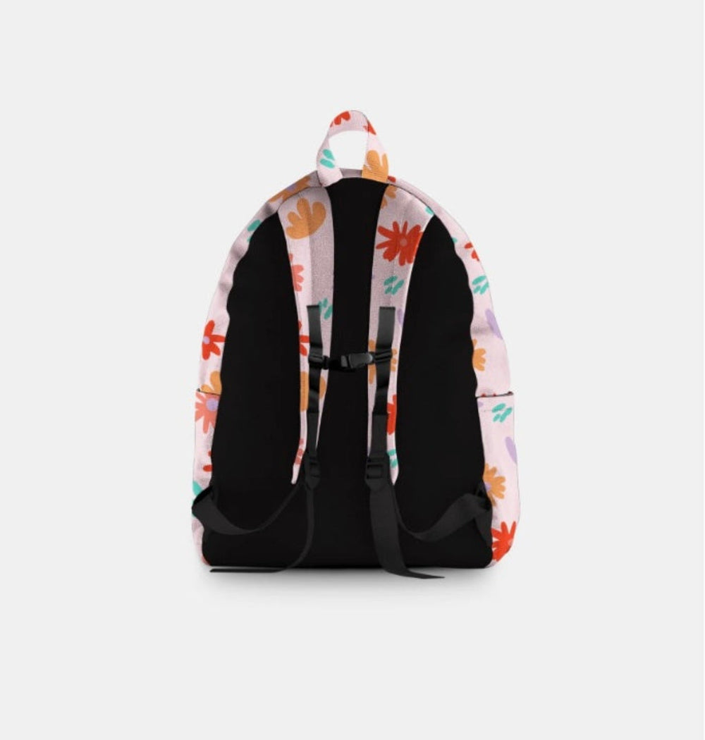 Sac à dos rose poudre motif fleurs Headster Mlle et Coco