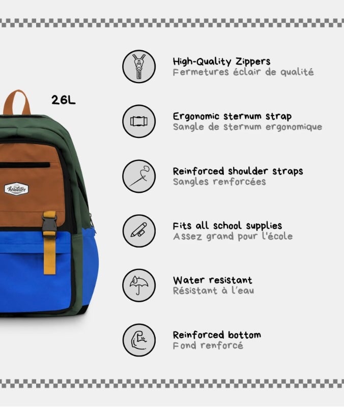 Sac à dos maron 26L horizon Headster Kids Mlle et Coco