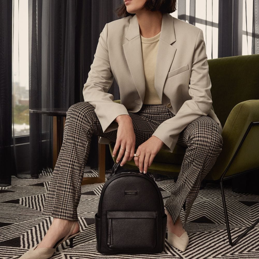 sac dos maude noir lambert cuir vegan compagnie quebecoise