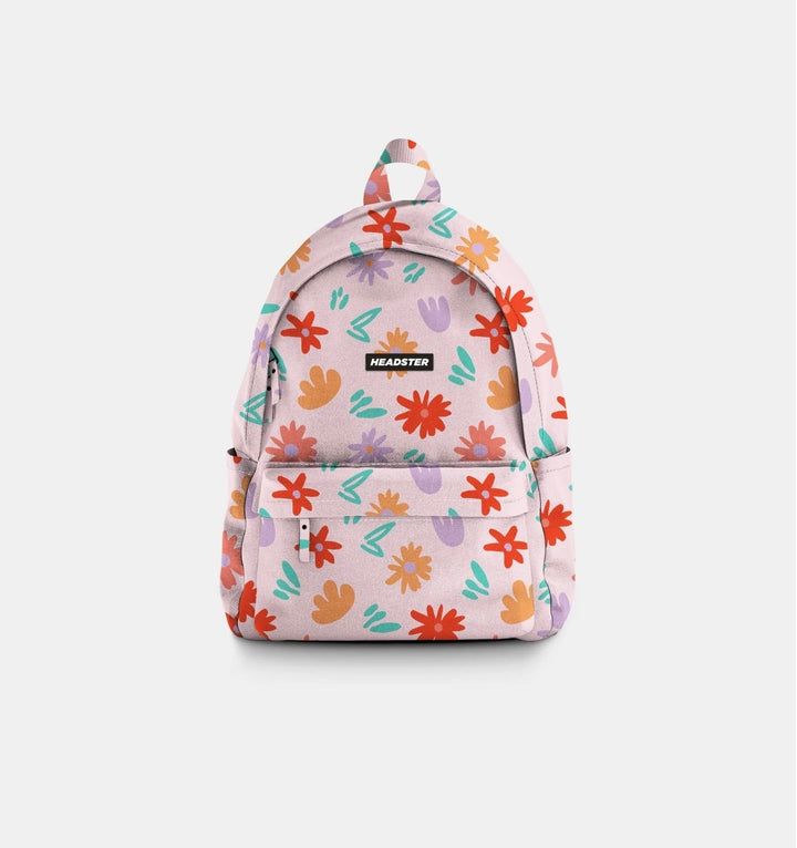 Sac à dos rose poudre motif fleurs Headster Mlle et Coco