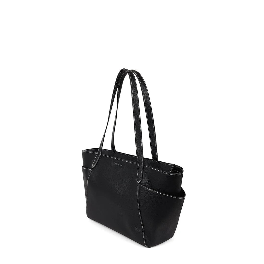 Sac Le Opale - Moyen sac fourre-tout en cuir vegan noir contrasté Lambert Mlle et Coco