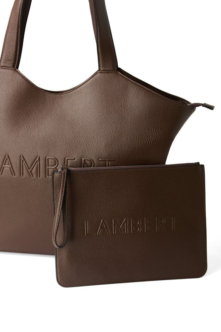 Sac fourre-tout en cuir Vegan Sheila chocolat Lambert