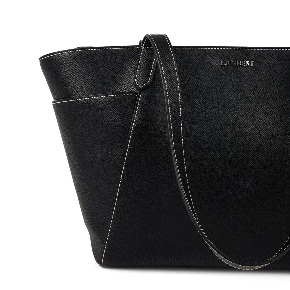 Sac Le Opale - Moyen sac fourre-tout en cuir vegan noir contrasté Lambert Mlle et Coco