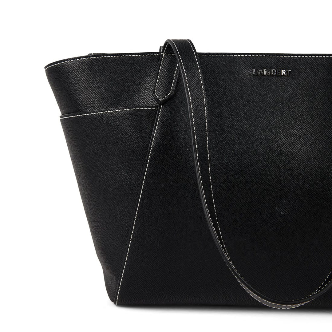 Sac Le Opale - Moyen sac fourre-tout en cuir vegan noir contrasté Lambert Mlle et Coco