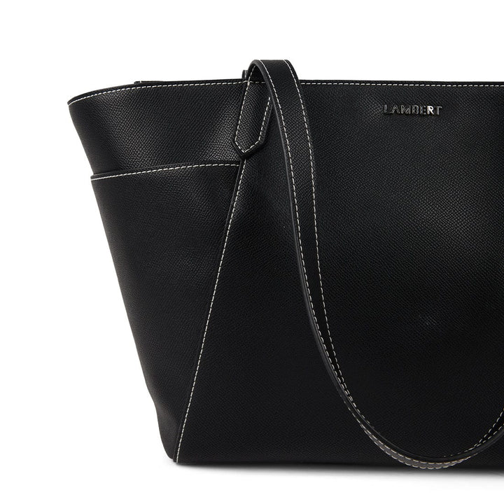 Sac Le Opale - Moyen sac fourre-tout en cuir vegan noir contrasté Lambert Mlle et Coco
