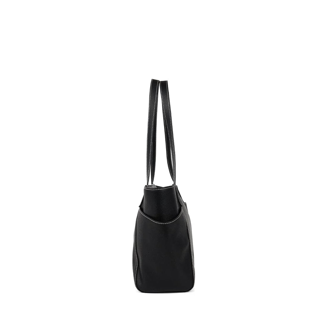 Sac Le Opale - Moyen sac fourre-tout en cuir vegan noir contrasté Lambert Mlle et Coco