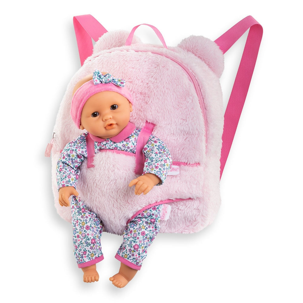 Porte-poupon rose peluche Corolle accessoire Mlle et Coco