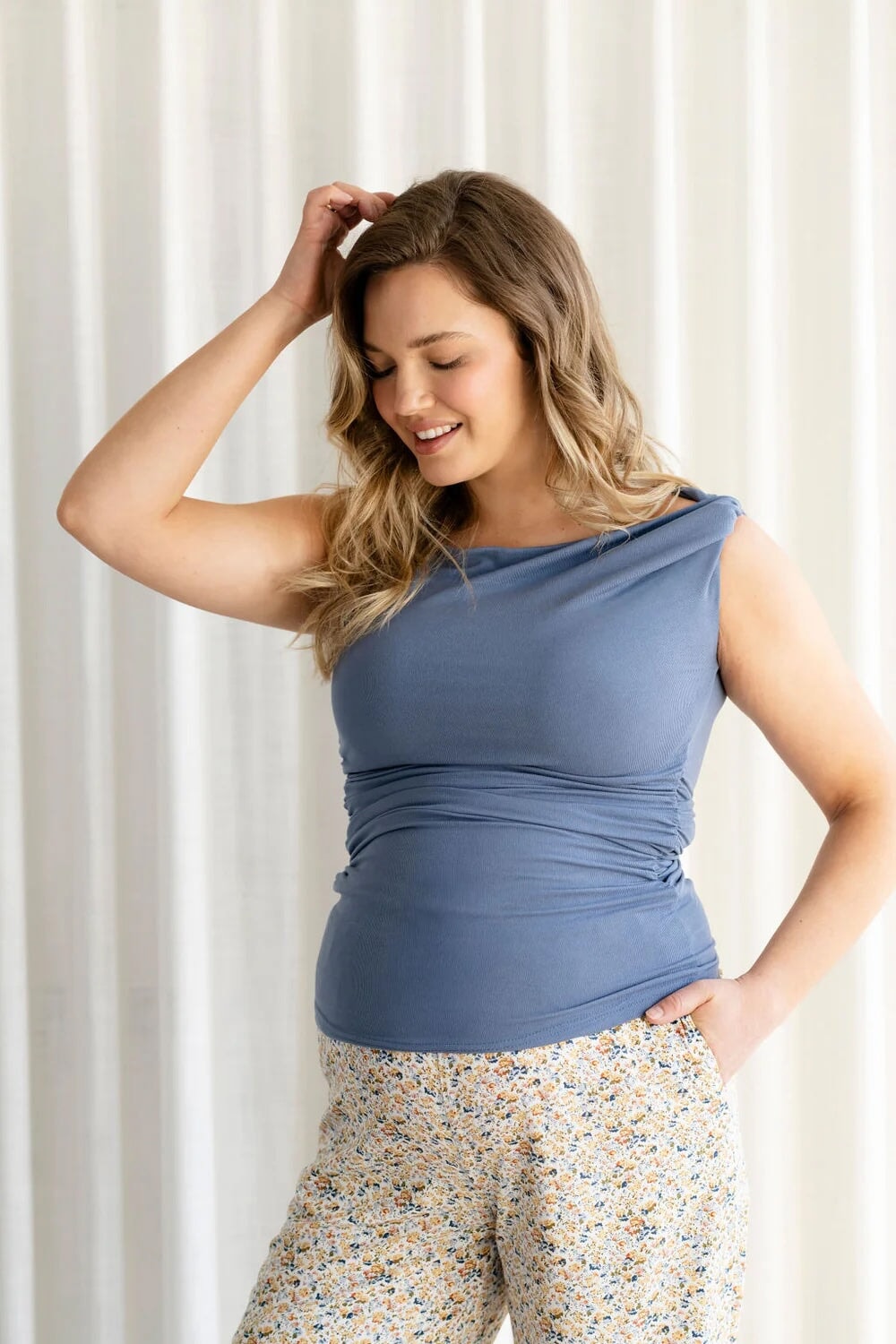 Camisole Sasha bleu mer Rose Maternité Mlle et Coco