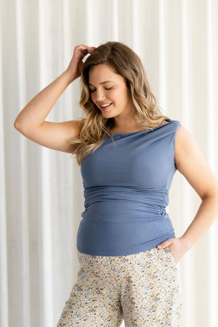 Camisole Sasha bleu mer Rose Maternité Mlle et Coco