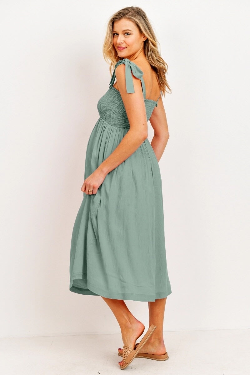robe maternité smockée sauge allaitement hello miz Mlle et Coco
