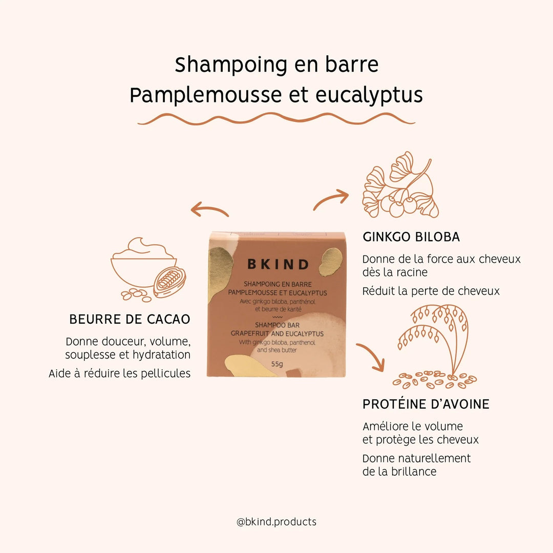 Shampoing en barre pour cheveux normaux  et à tendance grasse Bkind Mlle et Coco