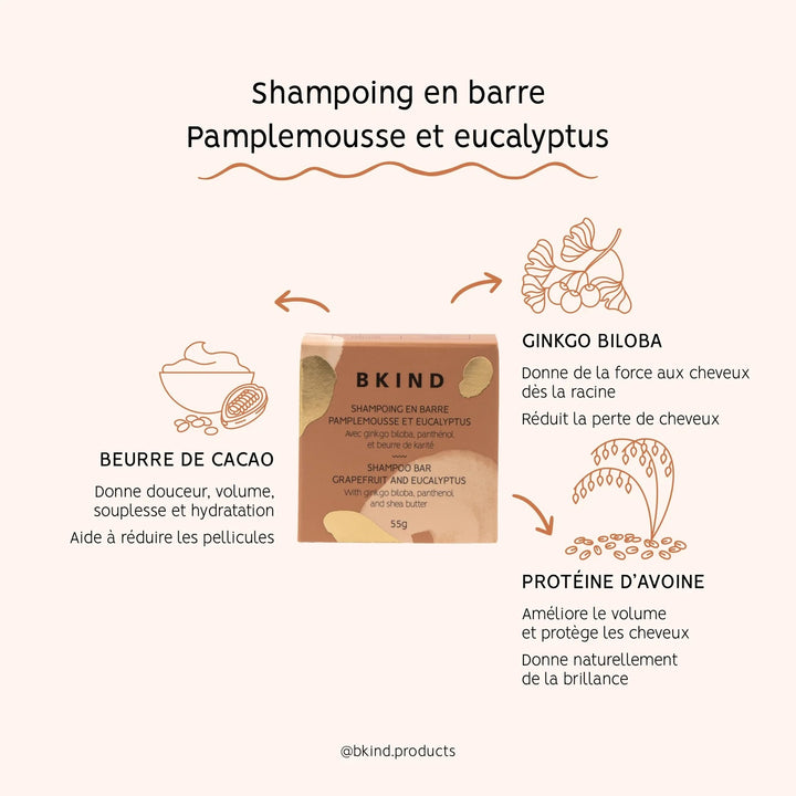 Shampoing en barre pour cheveux normaux  et à tendance grasse Bkind Mlle et Coco