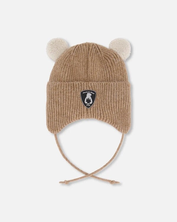 bonnet trioté doublé cache-oreilles sherpa brun Deux par Deux