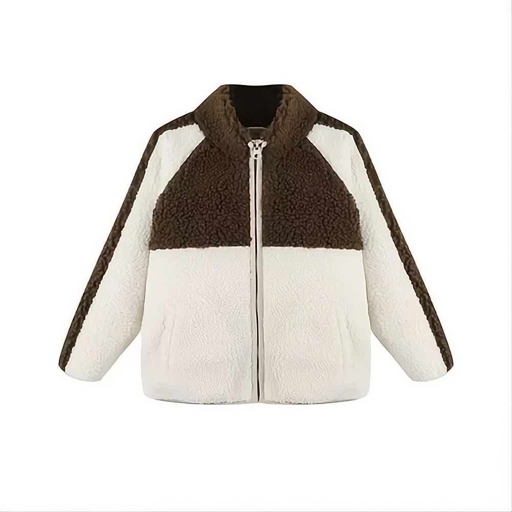Veste sherpa  Brun et blanc Rylee + Cru Mlle et Coco