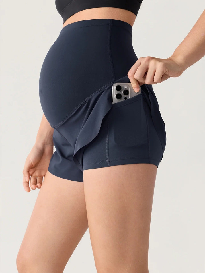 Short dauphin de maternité Bloomove - avec poches intérieures bleu crépuscule Momanda