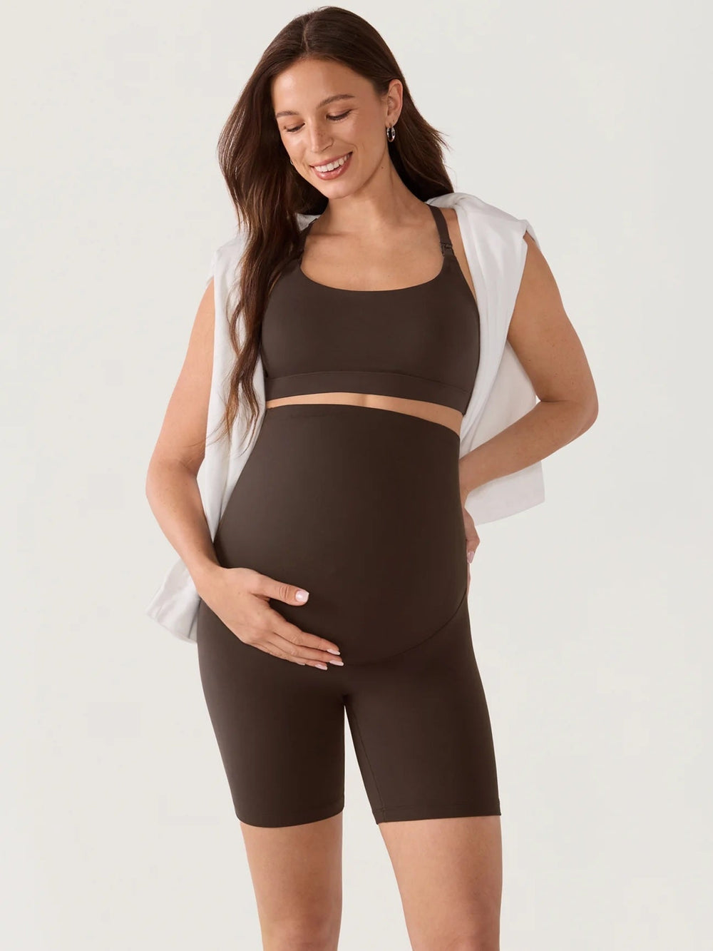 Natrelax Short de maternité sans couture sur le devant 6" clay brown Momanda Mlle et Coco