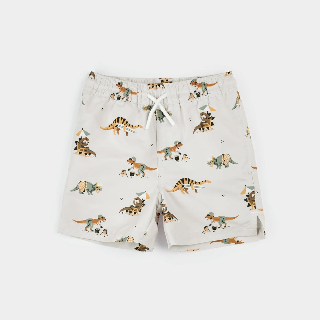 Short maillot de bain beige imprimé dinosaures à la plage Petit Lem Mlle et Coco