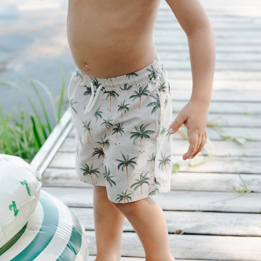 Short maillot de bain sauge imprimé palmiers Petit Lem Mlle et Coco