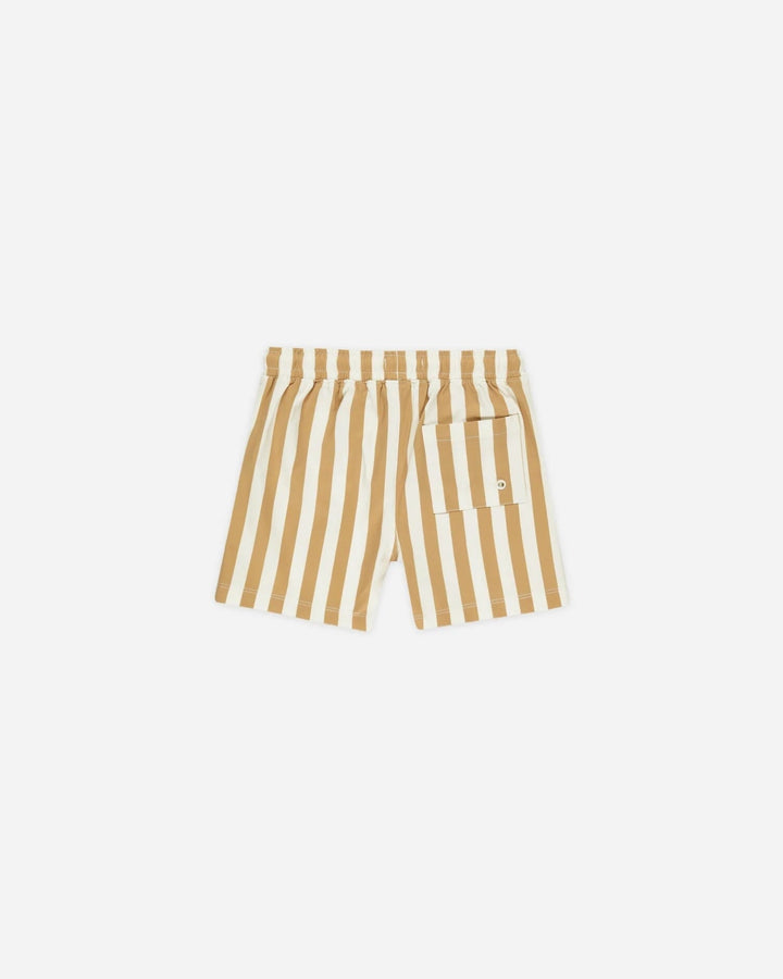 Short maillot de bain ivoire rayé caramel Rylee + Cru Mlle et Coco