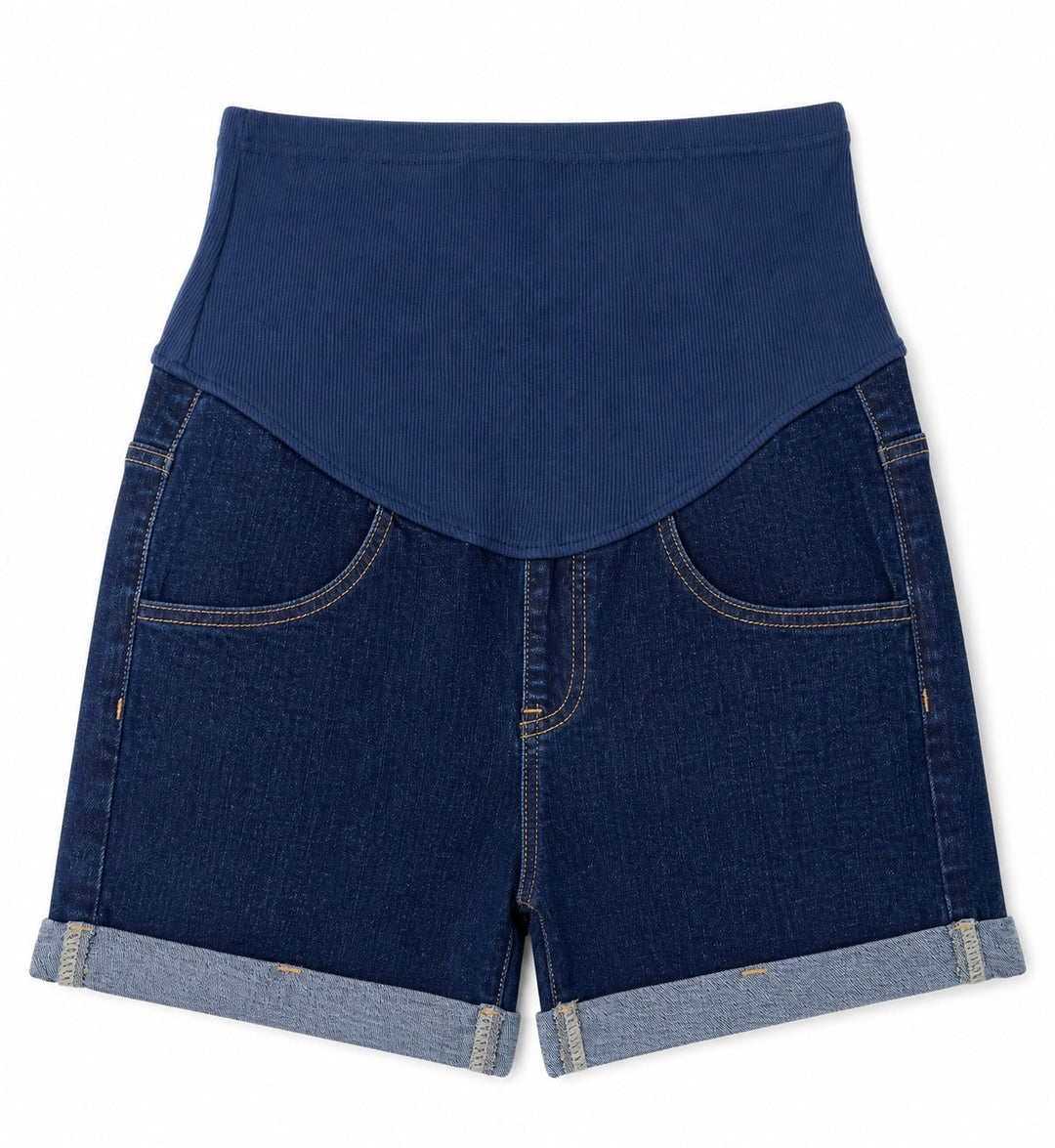 Short en jeans de maternité Alice bleu foncé Bloom Mlle et Coco